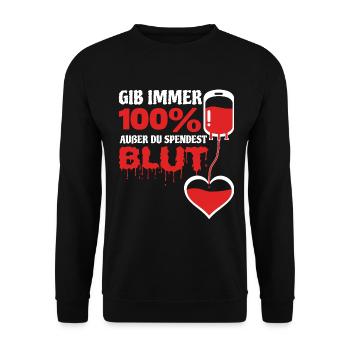 Spende Blut Blutspendedienst Blutspender Geshenk - Unisex Pullover - Schwarz - Vorne - Alina (178cm) & Michal (187cm)