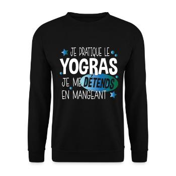 Yogras Yoga Détendre Manger Cadeau Humour Food - Sweat-shirt Unisexe - noir - Devant - Alina (178cm) & Michal (187cm)