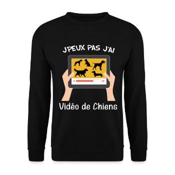Je Peux Pas J'ai Vidéo De Chiens Chien Humour - Sweat-shirt Unisexe - noir - Devant - Alina (178cm) & Michal (187cm)