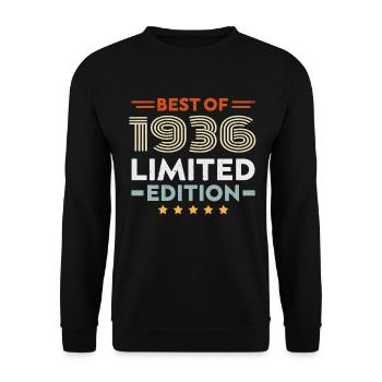 Retro 1936 Vintage 88. Geburtstagsgeschenk 88 Jahre alt - Unisex Pullover - Schwarz - Vorne - Alina (178cm) & Michal (187cm)