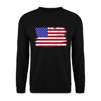 USA Amerika Flagge Flagge Frieden Vintage - Unisex Pullover - Schwarz - Vorne - Alina (178cm) & Michal (187cm)