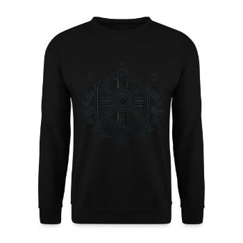 Insigne de bouclier géométrique minimaliste - Sweat-shirt Unisexe - noir - Devant - Alina (178cm) & Michal (187cm)