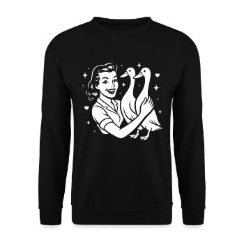 Runner Duck Breeding Runner Duck Mama - Unisex Sweatshirt - black - Front - Alina (178cm) & Michal (187cm)