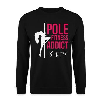 Pole Dance Shirt Pole Fitness Addict Gift Tee - Unisex Sweatshirt - black - Front - Alina (178cm) & Michal (187cm)