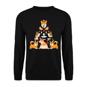 Cadeau d'amant de chien d'arbre de Noël drôle de corgi de Noël - Sweat-shirt Unisexe - noir - Devant - Alina (178cm) & Michal (187cm)