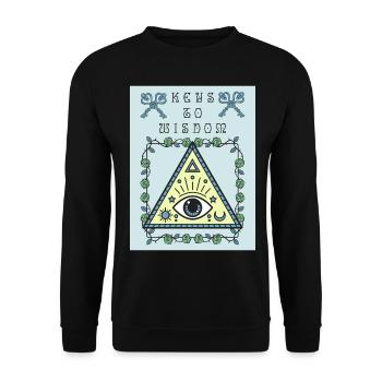 Drittes Auge, das alles sehende Auge, okkult - Unisex Pullover - Schwarz - Vorne - Alina (178cm) & Michal (187cm)