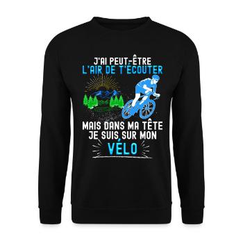 Cycliste, Vélo passion, blague drole vélo - Sweat-shirt Unisexe - noir - Devant - Alina (178cm) & Michal (187cm)