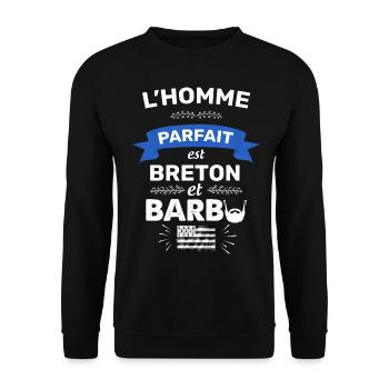 Breton barbu, Bretagne fierté - Sweat-shirt Unisexe - noir - Devant - Alina (178cm) & Michal (187cm)