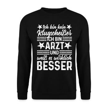 Arzt lustige Sprüche - Ich bin kein Klugscheißer - Unisex Pullover - Schwarz - Vorne - Alina (178cm) & Michal (187cm)