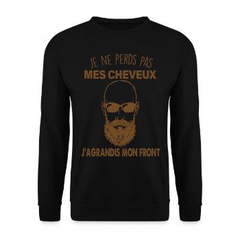 Homme sans cheveux citation chauve chauve - Sweat-shirt Unisexe - noir - Devant - Alina (178cm) & Michal (187cm)