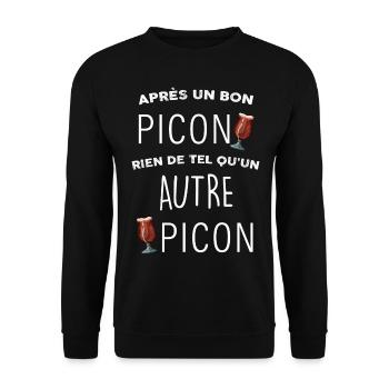 Apres un bon picon cadeau pour mon papa, papy - Sweat-shirt Unisexe - noir - Devant - Alina (178cm) & Michal (187cm)