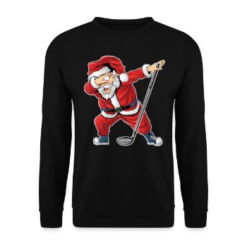 Weihnachtsmann spielt Golf Babbo Natale Golf - Unisex Pullover - Schwarz - Vorne - Alina (178cm) & Michal (187cm)