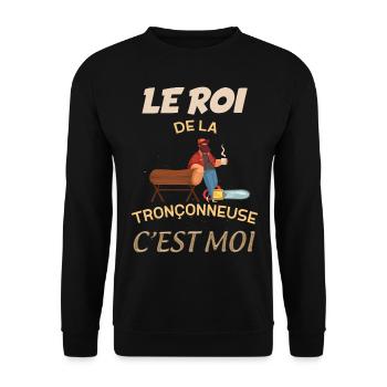 Le Roi de la tronçonneuse c'est moi, humour métier - Sweat-shirt Unisexe - noir - Devant - Alina (178cm) & Michal (187cm)