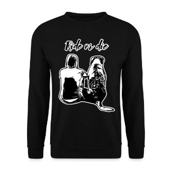 Ride or die with me - Unisex Pullover - Schwarz - Vorne - Alina (178cm) & Michal (187cm)