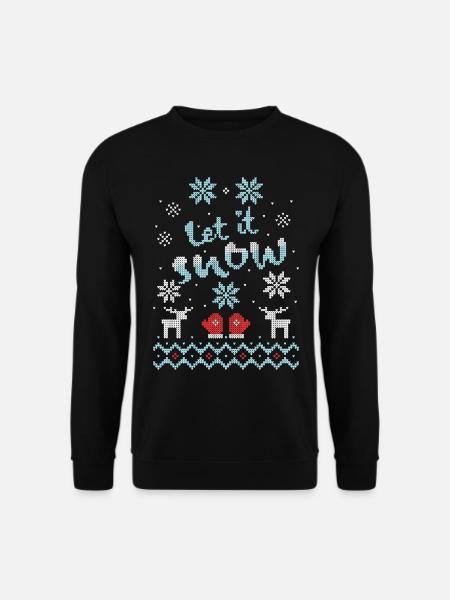 Let it Snow Ugly Christmas Sweater Schneeflocken - Unisex Pullover - Schwarz