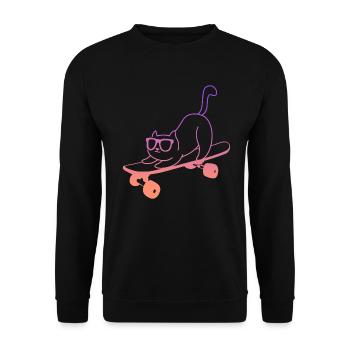 Skateboarding Cat Skating Skateboard - Unisex Sweatshirt - black - Front - Alina (178cm) & Michal (187cm)