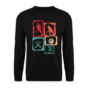 Joueur de hockey vintage Hockey sur gazon pour enfants - Sweat-shirt Unisexe - noir - Devant - Alina (178cm) & Michal (187cm)