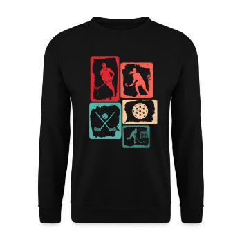 Floorball Player Floorballer Kids Floorball - Unisex Sweatshirt - black - Front - Alina (178cm) & Michal (187cm)