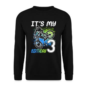 Vélo 3ème anniversaire VTT 3 ans - Sweat-shirt Unisexe - noir - Devant - Alina (178cm) & Michal (187cm)