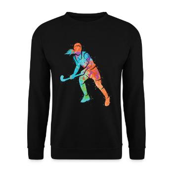 Joueur de hockey Joueur de hockey Bunt Hockey sur gazon - Sweat-shirt Unisexe - noir - Devant - Alina (178cm) & Michal (187cm)