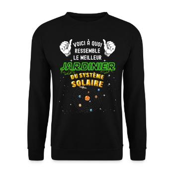 Meilleur Jardinier Du systeme Solaire Cadeau Homme - Sweat-shirt Unisexe - noir - Devant - Alina (178cm) & Michal (187cm)