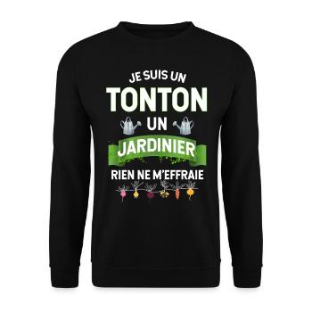 Mon Tonton Jardinier Cadeau Humour Jardin Homme - Sweat-shirt Unisexe - noir - Devant - Alina (178cm) & Michal (187cm)