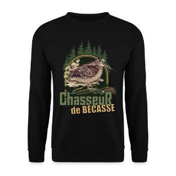 Bécasse Et Chasseur Humour Homme Chasseur Gibier - Sweat-shirt Unisexe - noir - Devant - Alina (178cm) & Michal (187cm)