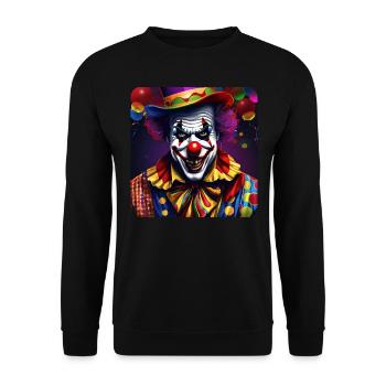 Evil grinning horror clown with red nose - Unisex Sweatshirt - black - Front - Alina (178cm) & Michal (187cm)