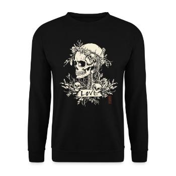 Rose Skull - Unisex Sweatshirt - black - Front - Alina (178cm) & Michal (187cm)