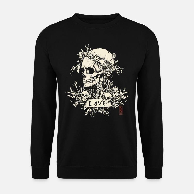 Rose Skull - Unisex Pullover - Schwarz