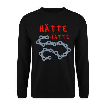 Hätte Hätte Fahrradkette - Unisex Pullover - Schwarz - Vorne - Alina (178cm) & Michal (187cm)