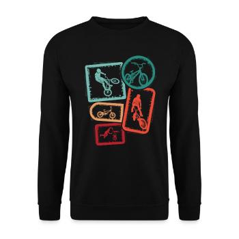 Vintage BMX Rider Bike Garçons Vélo BMX Hommes - Sweat-shirt Unisexe - noir - Devant - Alina (178cm) & Michal (187cm)