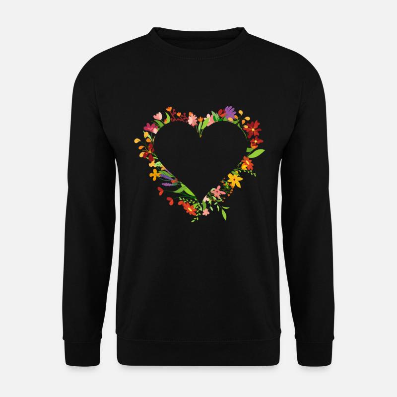 Herz aus Blumen - Unisex Pullover - Schwarz