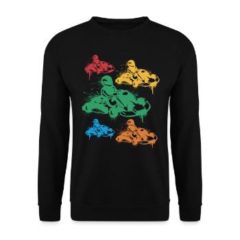 Go-Kart Rennen Gokart Jungen Kinder Kartfahrer - Unisex Pullover - Schwarz - Vorne - Alina (178cm) & Michal (187cm)