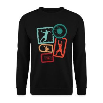 Handballer Handballspieler Herren Handball Jungen - Unisex Pullover - Schwarz - Vorne - Alina (178cm) & Michal (187cm)