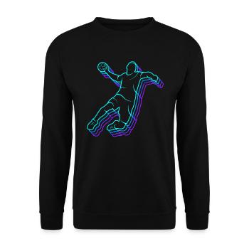 Handballer Handballspieler Herren Handball Jungen - Unisex Pullover - Schwarz - Vorne - Alina (178cm) & Michal (187cm)
