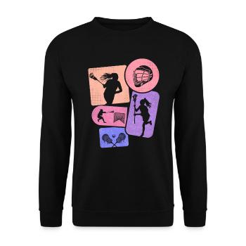 Lacrosse Player Racket BallGirl Lacrosse - Unisex Sweatshirt - black - Front - Alina (178cm) & Michal (187cm)
