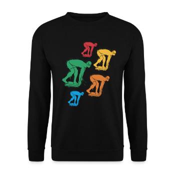 Schwimmen Schwimmer Mädchen Jungen Schwimm Kinder - Unisex Pullover - Schwarz - Vorne - Alina (178cm) & Michal (187cm)