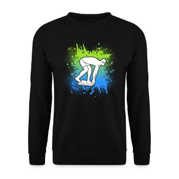 Schwimmen Schwimmer Kinder Herren Schwimm Jungen - Unisex Pullover - Schwarz - Vorne - Alina (178cm) & Michal (187cm)