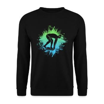 Schwimmen Schwimmer Herren Kinder Schwimm Jungen - Unisex Pullover - Schwarz - Vorne - Alina (178cm) & Michal (187cm)