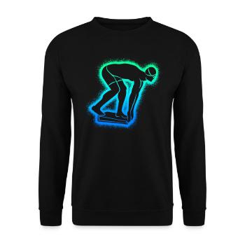 Schwimmer Schwimmen Kinder Herren Jungen Schwimm - Unisex Pullover - Schwarz - Vorne - Alina (178cm) & Michal (187cm)