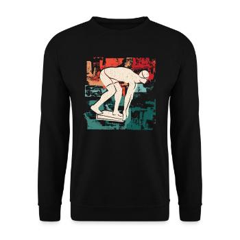 Schwimmer Schwimmen Kinder Jungen Herren Schwimm - Unisex Pullover - Schwarz - Vorne - Alina (178cm) & Michal (187cm)