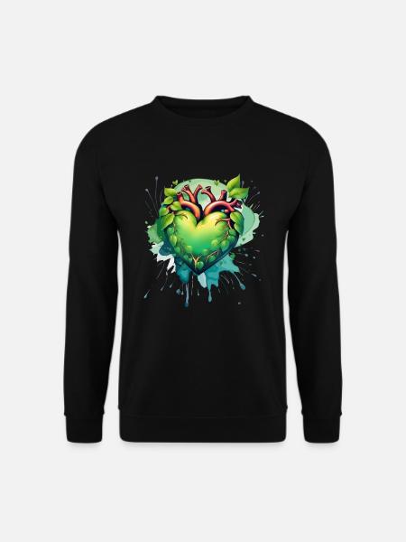 Grünes Herz - Unisex Pullover - Schwarz