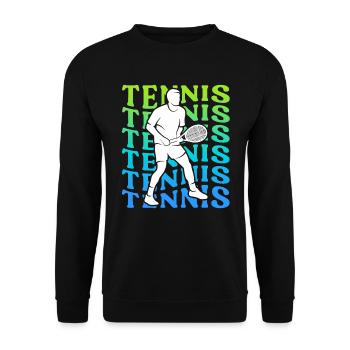 Tennis Spieler Retro Herren Jungen Tennisspieler - Unisex Pullover - Schwarz - Vorne - Alina (178cm) & Michal (187cm)