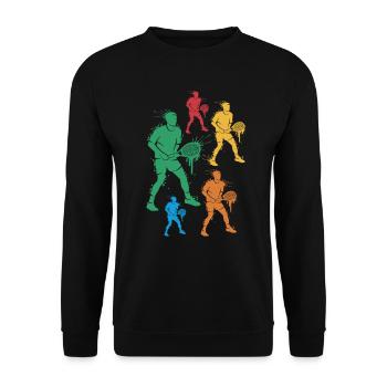 Tennis Spieler Kinder Tennisspieler Jungen - Unisex Pullover - Schwarz - Vorne - Alina (178cm) & Michal (187cm)
