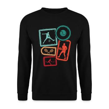 Tennis Spieler Herren Tennisspieler Jungen - Unisex Pullover - Schwarz - Vorne - Alina (178cm) & Michal (187cm)