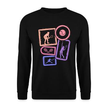 Tennis Spieler Damen Tennisspieler Mädchen - Unisex Pullover - Schwarz - Vorne - Alina (178cm) & Michal (187cm)