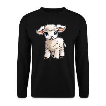 Niedliches kleines Baby Lämmchen - Unisex Pullover - Schwarz - Vorne - Alina (178cm) & Michal (187cm)
