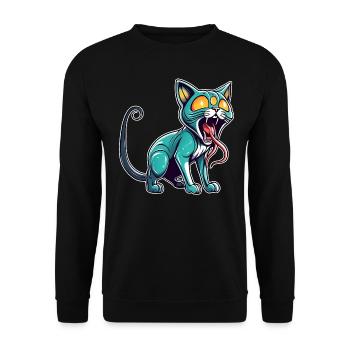 Chat extraterrestre cool avec trois yeux - Sweat-shirt Unisexe - noir - Devant - Alina (178cm) & Michal (187cm)