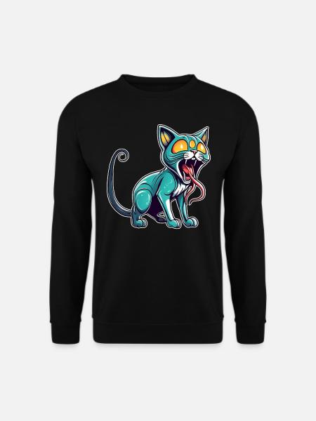 Coole Außerirdische Katze mit drei Augen - Unisex Pullover - Schwarz
